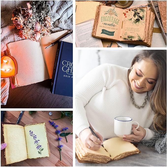 LEATHER VILLAGE Leather Bound Floral Embossed Journal for Women Men - 200 Pages, 6”X4”(A6), Green - Book of Shadows, Vintage Blank Paper Travel Diary, Notebook for Writing, Drawing, Sketchbook