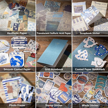 JOYCHOIC Vintage Scrapbooking Supplies Aesthetic Journaling Kit, Scrapbook Papers Quote Stickers TN Notebook Large Collection for Bullet Junk Journal, Planner DIY Arts Craft Collage, Beginners