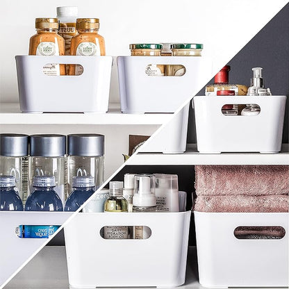 BINO | Plastic Storage Bins, Large - 2 Pack, White | THE SOHO COLLECTION | Pantry Organizers and Storage Containers Fridge Organizer Bins Kitchen Cabinet Organizer Medicine Cabinet Bin