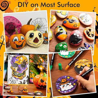 Shuttle Art 48 Colors Dual Tip Acrylic Paint Markers, Brush Tip and Fine Tip Acrylic Paint Pens for Rock Painting, Ceramic, Wood, Canvas, Plastic, Glass, Stone, Calligraphy, Card Making, DIY Crafts