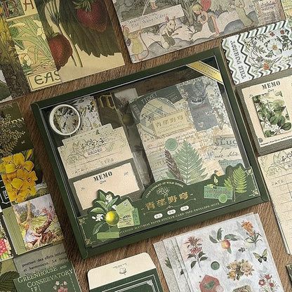 Scrapbooking Supplies Kit, Botanical Aesthetic Vintage Scrapbook Kit for Bullet Junk Journal A6 Grid Notebook Stationary Journaling Supplies Flower DIY Craft Birthday Gifts for Women Kid Teen Girl