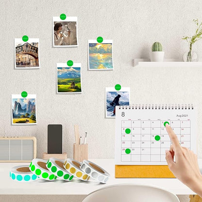 1000PCS Green Colored Dot Stickers Round Coding Circle Label Stickers 0.5 inch Label in Dispenser Box for Office Classroom