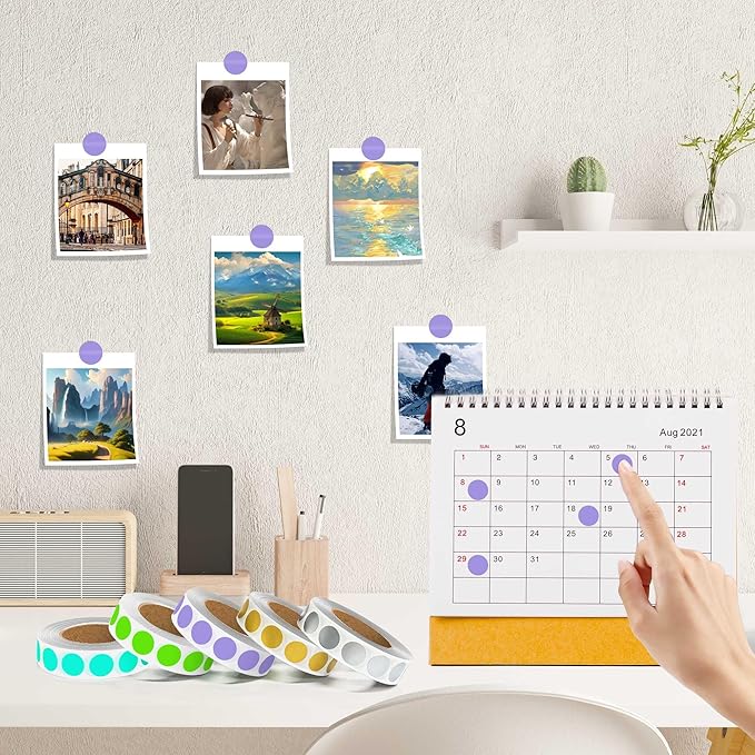 1000PCS Lavender Colored Dot Stickers Round Coding Circle Label Stickers 0.5 inch Label in Dispenser Box for Office Classroom