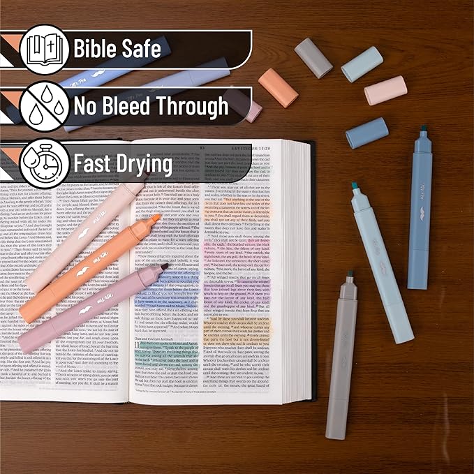 Mr. Pen- Aesthetic Bible Highlighters No Bleed Through Assorted Color, 8pcs, Ocean Mist, Cute Highlighter Dual Tip for Journaling Supplies and School Accessories, Bible Highlighters and Pens No Bleed
