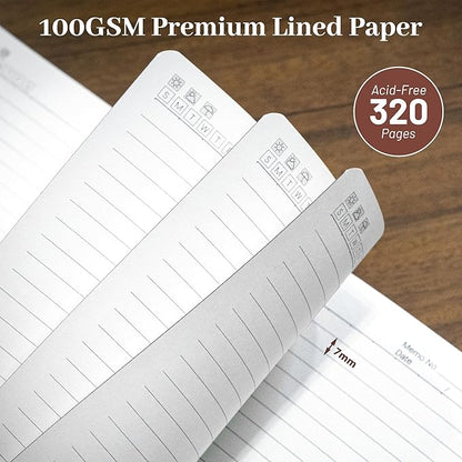 CAGIE Leather Lined Journal Notebook for Men & Women, Debossed Cross, 320 Pages 100 GSM Thick Paper, A5 Hardcover Journaling Notebooks for Writing, 5.7'' X 8.3'' Diary, Brown