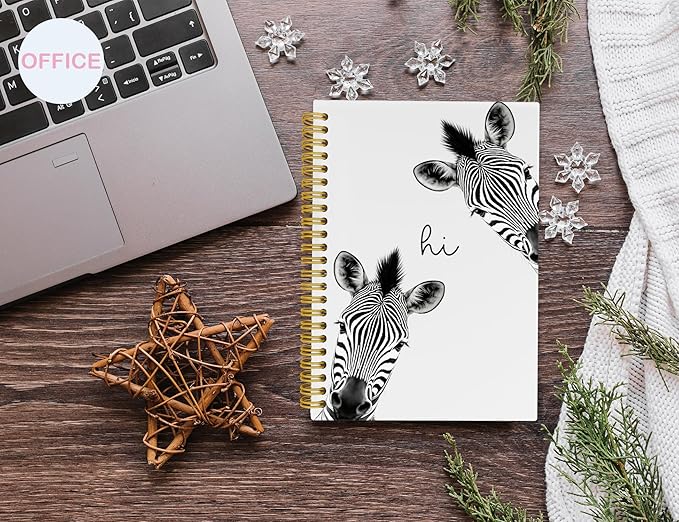 Zebra Gifts Notebook Journal,Cute Animal Notebook Journal for School Women Teen Girls Kids,Gifts for Zebra Lovers,Hardcover Spiral Notebooks for Work Notes Journaling,5.5x8.3 Inch