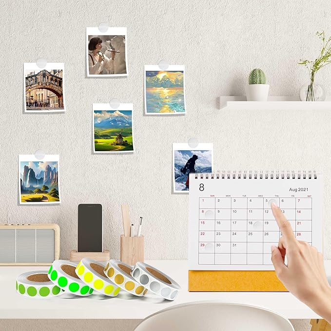 1000PCS Silver Colored Dot Stickers Round Coding Circle Label Stickers 0.5 inch Label in Dispenser Box for Office Classroom