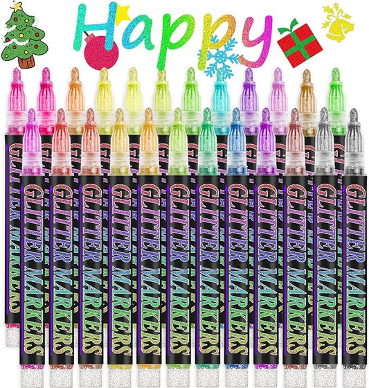 Glitter Marker Pens Shimmer Sparkle Paint Markers, Tween Teen Girl Gifts Trendy Stuff Crafts Art Supplies for Kids Ages 4 6 8 9 10 12 14 16 Year Old Glitter Art Marker for Kids Adults Crafts Supplies