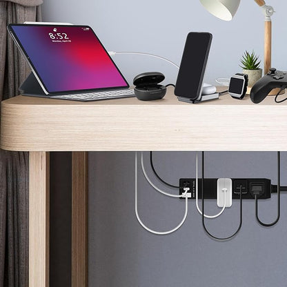 LIDER Outlet Extender with 3 Receptacles, 21W USB Type-A, and 2 USB Type-C, Ultra-Thin Wall Plate Plug with Cord Extender, 3-Outlet Power Strip, Flat-Face, Slim Design, ETL-Listed, 3ft Cord, Black
