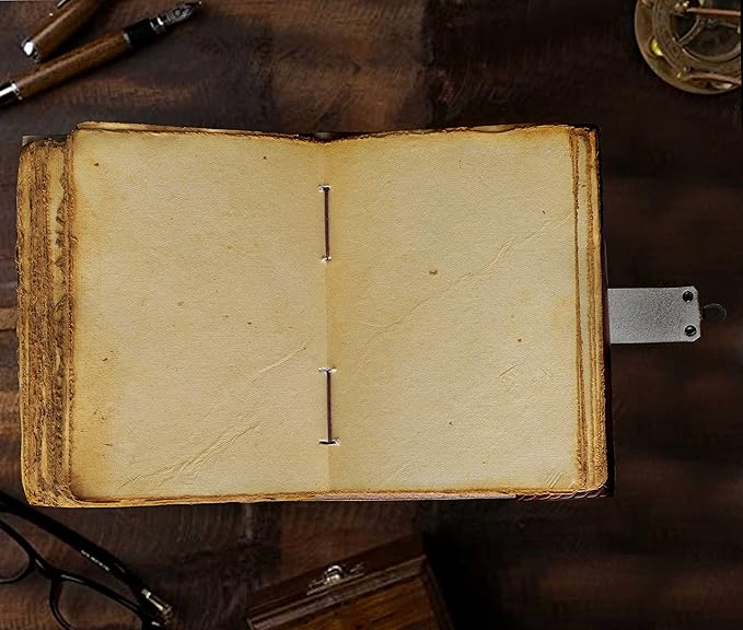 cuero 3 Moon Blue Lapiz Embossed Vintage Leather Journal for Men & Women - 128 Pages, Antique Handmade Deckle Edge Vintage Paper, Leather Journal Writing Notebook Dairy Gift (5 inch by 7 inch, Brown)