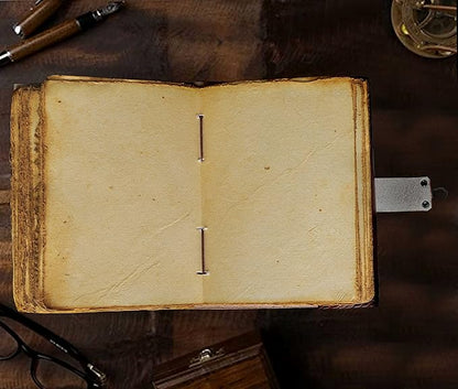 cuero 3 Moon Blue Lapiz Embossed Vintage Leather Journal for Men & Women - 128 Pages, Antique Handmade Deckle Edge Vintage Paper, Leather Journal Writing Notebook Dairy Gift (5 inch by 7 inch, Brown)