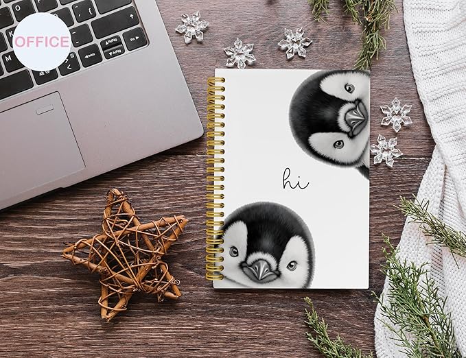 Penguin Notebook Journal,Cute Animal Notebook Journal for School Women Teen Girls Kids,Gifts for Penguin Lovers,Hardcover Spiral Notebooks for Work Notes Journaling,5.5x8.3 Inch