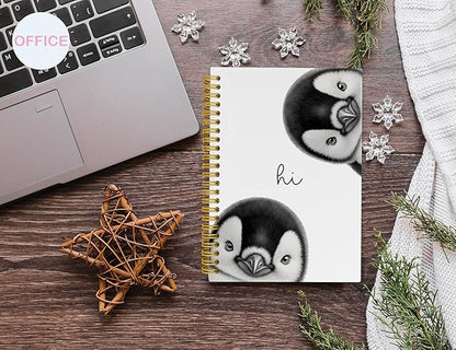 Penguin Notebook Journal,Cute Animal Notebook Journal for School Women Teen Girls Kids,Gifts for Penguin Lovers,Hardcover Spiral Notebooks for Work Notes Journaling,5.5x8.3 Inch