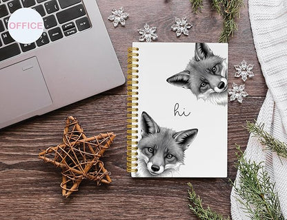 Fox Notebook Journal,Cute Animal Notebook Journal for School Women Teen Girls Kids,Gifts for Fox Lovers,Fox Gifts,Hardcover Spiral Notebooks for Work Notes Journaling,5.5x8.3 Inch