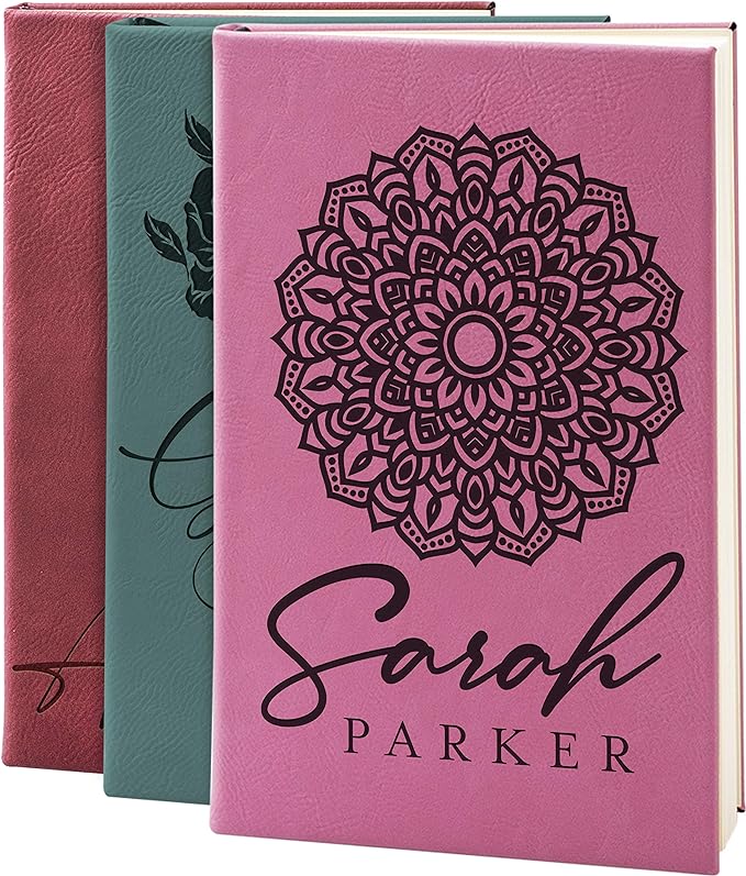 Personalized Leather Journal | Soft Pink, 12 Design | w Text Notebook for Women, Men - Customized Journals to Write In for Women, Diary for Girls - Birthday, Best Friend, Mom, Dad, Office Gift