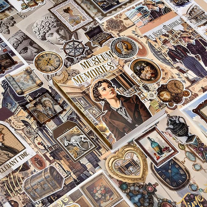 Scrapbooking Supplies Kit: Vintage Aesthetic Scrapbook Kit, Junk Journal Supplies with Scrapbook Stickers Paper, Journaling Supplies, Birthday Craft Gift for Adult Teen Girls Kid, Museum Memories