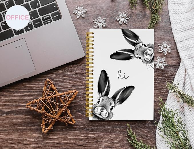 Rabbit Notebook Journal,Cute Bunny Gifts Notebook Journal for School Women Teen Girls Kids,Gifts for Rabbit Lovers,Animal Hardcover Spiral Notebooks for Work Notes Journaling,5.5x8.3 Inch