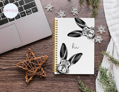 Rabbit Notebook Journal,Cute Bunny Gifts Notebook Journal for School Women Teen Girls Kids,Gifts for Rabbit Lovers,Animal Hardcover Spiral Notebooks for Work Notes Journaling,5.5x8.3 Inch