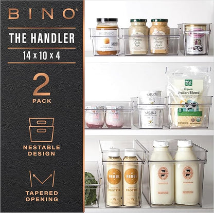 BINO | Plastic Storage Bins, X-Large | THE HANDLER COLLECTION | Multipurpose Organizer Bins | Kitchen Pantry Organizers and Storage | Clear Containers for Organizing Home | Freezer Organizer