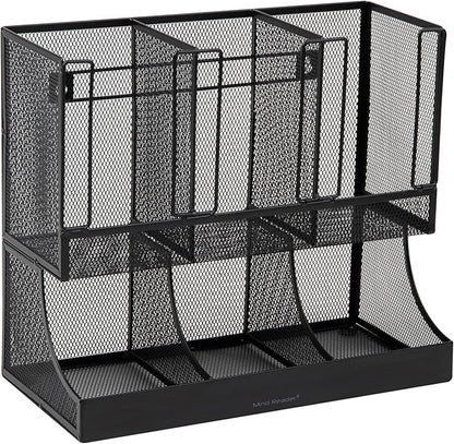 Mind Reader Multipurpose Countertop Organizer, Office Breakroom and Desktop Storage, Metal Mesh, Black