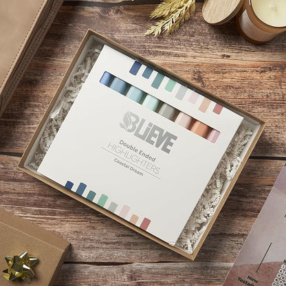 BLIEVE- Aesthetic Bible Highlighters No Bleed Through Assorted Colors, Cute Highlighter Dual Tip For Journaling Supplies And School Accessories, Bible Highlighters And Pens No Bleed (COASTAL DREAM)