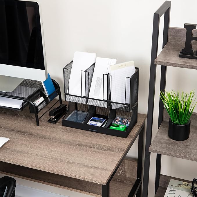 Mind Reader Multipurpose Countertop Organizer, Office Breakroom and Desktop Storage, Metal Mesh, Black