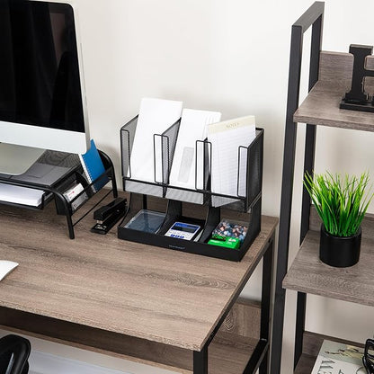 Mind Reader Multipurpose Countertop Organizer, Office Breakroom and Desktop Storage, Metal Mesh, Black