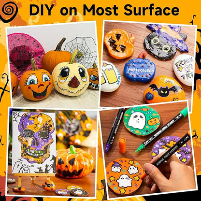 Shuttle Art 36 Colors Dual Tip Acrylic Paint Markers, Brush Tip and Dot Tip Acrylic Paint Pens for Rock Painting, Ceramic, Wood, Canvas, Plastic, Glass, Stone, Calligraphy, Card Making, DIY Crafts