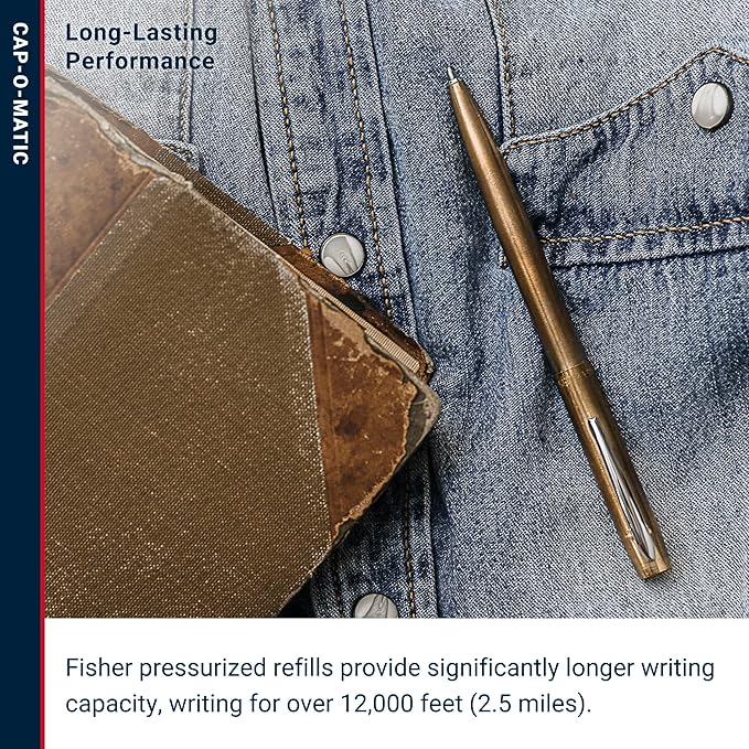 FISHER Space Pen Brass Alloy Cap-O-Matic Pen, Ballpoint, Polished Brass, Black Ink