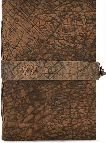 LEATHER VILLAGE Handmade Vintage Journal for Men & Women - Lock Closure - Watercolor Deckle Edge Cotton Paper for Drawing, Writing & Sketching- 200 Pages- Distressed Brown- 13x8 (A4) inches