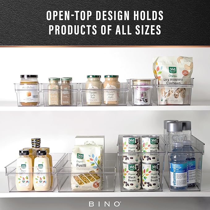 BINO | Plastic Storage Bins, Large | THE HANDLER COLLECTION | Multipurpose Organizer Bins | Kitchen Pantry Organizers and Storage | Clear Containers for Organizing Home | Freezer Organizer