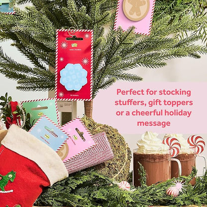 Post-it Jingle Sticky Notes & Label Sheets, Christmas Hostess Present, Assorted Sizes, 2 Holiday Themed Cute Sticky Note Pads and 3 Gift Label Sheets