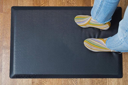 Rocelco Standing Desk Converter and Floor Mat - 31.5 Inch Sit Stand Up Dual Monitor Tabletop Riser with Tablet Mount, Height Adjustable Workstation - Deep Keyboard Tray - Gray (R VADRG-MAFM)