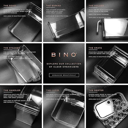 BINO | Plastic Storage Bins, Large - 2 Pack, White | THE SOHO COLLECTION | Pantry Organizers and Storage Containers Fridge Organizer Bins Kitchen Cabinet Organizer Medicine Cabinet Bin